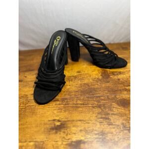 Olivia Ferguson sz 7 1/2 women classic black statement chunky heel sandals